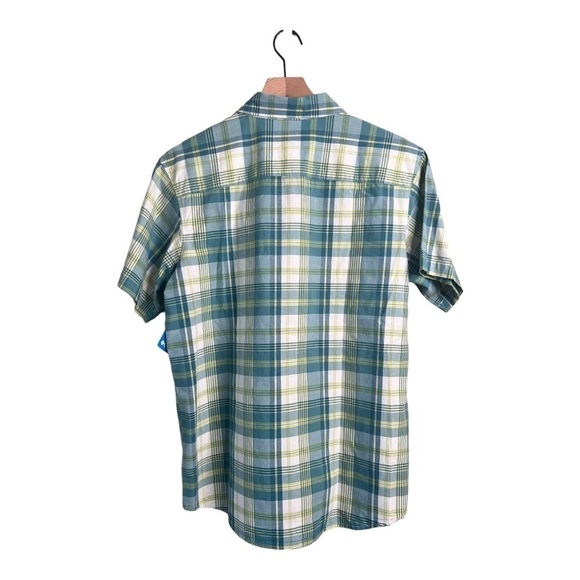 COLUMBIA Green Plaid Trail Short Sleeve Casual Button Front Shirt Size M NEW - Picture 2 of 13